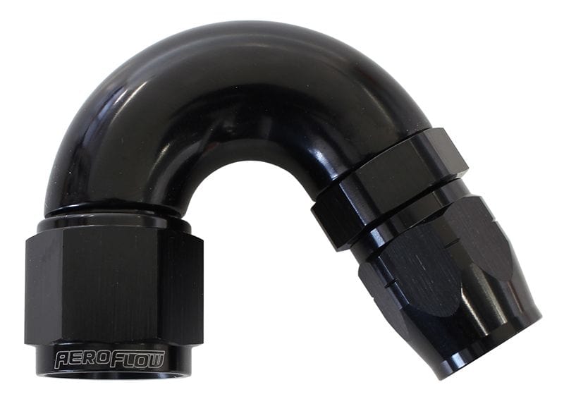 Aeroflow Performance Black Finish. Suits 100 & 450 Series Hose 550 Series Cutter Style One Piece Swivel 150° Stepped Hose End -10AN to -12 Hose Autofit