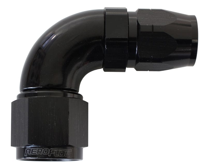 Aeroflow Performance Black Finish. Suits 100 & 450 Series Hose 550 Series Cutter Style One Piece Swivel 90° Stepped Hose End -10AN to -8 Hose A Autofit