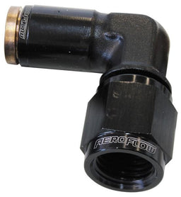 Aeroflow Performance Black Finish. Suits 120 Series Nylon Hose 120 Series 90° -3AN to 3/16" Push to Connect Fitting AF123-03-02BLK Autofit