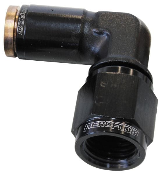 Aeroflow Performance Black Finish. Suits 120 Series Nylon Hose 120 Series 90° -4AN to 1/4" Push to Connect Fitting AF123-04-04BLK Autofit