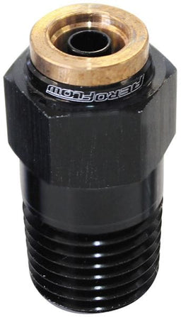 Aeroflow Performance Black Finish. Suits 120 Series Nylon Hose 120 Series Straight 1/4" NPT to 1/4" Push to Connect Fitting AF121-04BLK Autofit