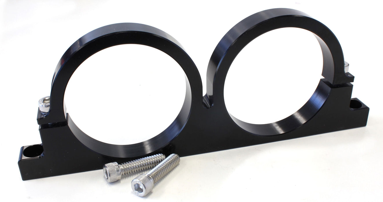 Aeroflow Performance Black Finish. Suits 2-1/2" Diameter Filters or Remote Reservoirs Dual Billet Filter Bracket AF66-2246BLK Autofit