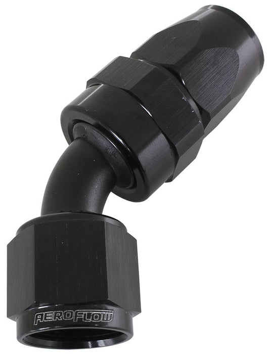 Aeroflow Performance Black Finish. Suits 200 & 250 Series Hose 200 Series PTFE 45° Hose End -6AN AF202-06DBLK Autofit