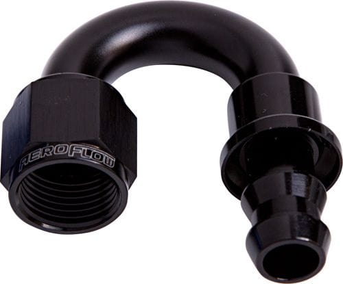 Aeroflow Performance Black Finish. Suits 400 & 500 Series Hose 400 Series Push Lock 180° Hose End -8AN AF406-08BLK Autofit