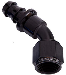 Aeroflow Performance Black Finish. Suits 400 & 500 Series Hose 400 Series Push Lock 45° Hose End -8AN AF402-08BLK Autofit