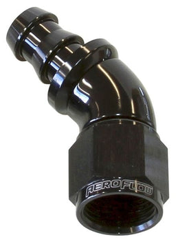 Aeroflow Performance Black Finish. Suits 400 & 500 Series Hose 510 Series Full Flow Tight Radius Push Lock 45° Hose End -8AN AF512-08BLK Autofit