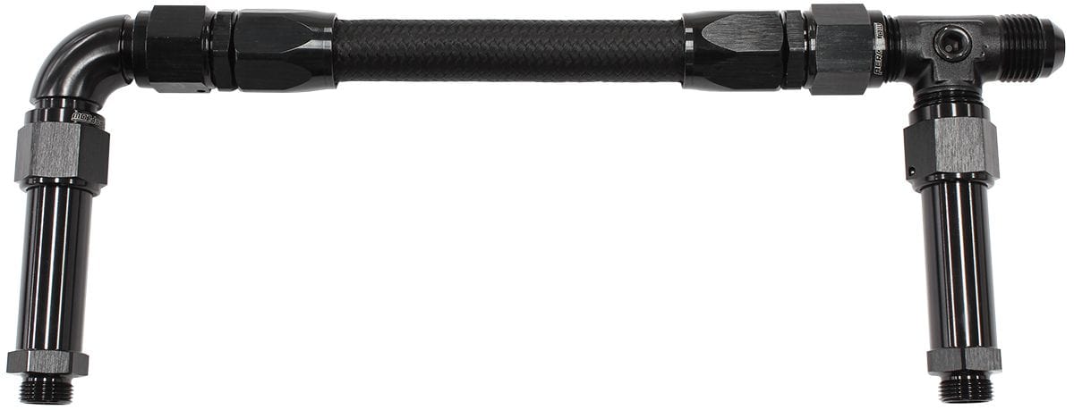 Aeroflow Performance Black Finish. Suits Barry Grant/Demon Dual Fuel Line Carburettor Inlet Rail Kit -8AN AF161-08BLK Autofit