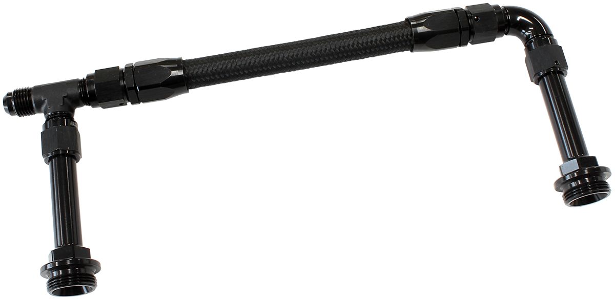 Aeroflow Performance Black Finish. Suits Holley Dual Fuel Line With Dual Metering Blocks Carburettor Inlet Rail Kit -6AN AF160-06-2BLK Autofit