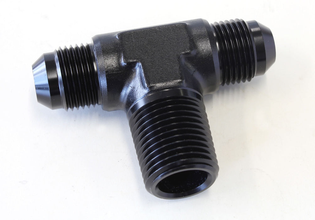 Aeroflow Performance Black Finish Tee with NPT On Side 1/2" to -8AN AF825-08-08BLK Autofit