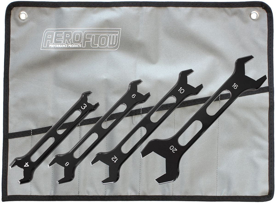 Aeroflow Performance Black Finish, With Grey Spanner Bag Aluminium AN Double Ended Pro Wrench Set -3AN to -20AN AF98-2244 Autofit