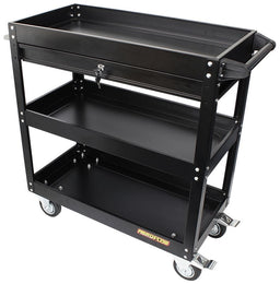 Aeroflow Performance Black Powder Coated Finish, Heavy Duty Wheels 3 Tier Workshop Trolley with Lockable Drawer AF98-2032 Autofit