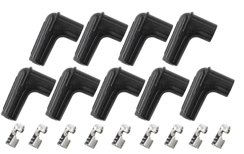 Aeroflow Performance Black, set of 9 Xpro Silicone 90° Spark Plug Boots & 90° Terminals AF4030-8850 Autofit
