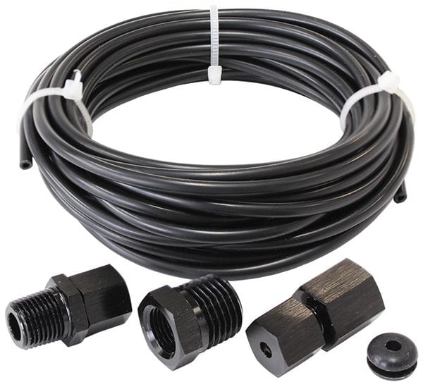 Aeroflow Performance Black Tubing with Black Fittings & Ferrules, 3.6m long Complete 1/8" Dia. Nylon Tubing Kit AF30-3000BLK Autofit