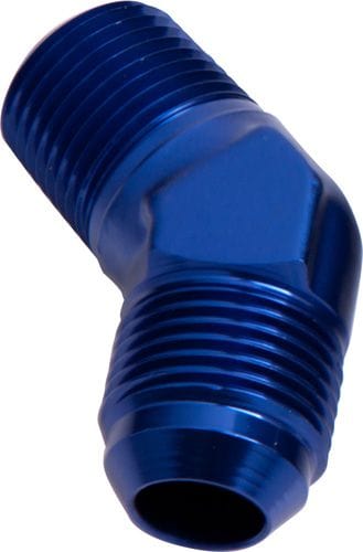 Aeroflow Performance Blue 45° NPT to Male Flare Adapter 3/8" to -8AN AF823-08 Autofit