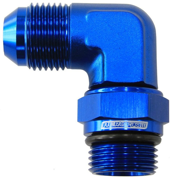 Aeroflow Performance Blue 90° ORB Swivel to Male Flare Adapter -8AN to -8AN AF949-08 Autofit
