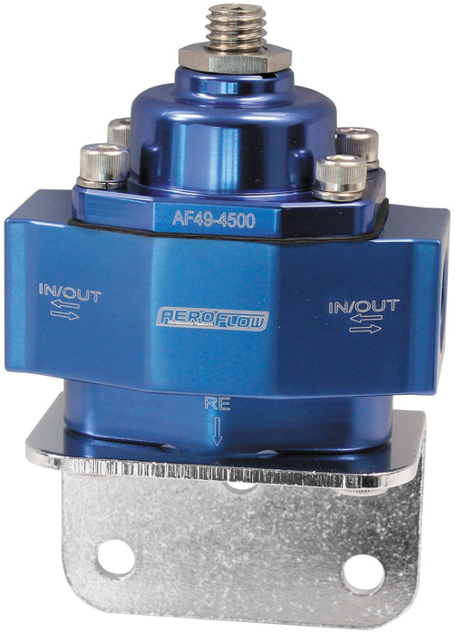 Aeroflow Performance Blue Finish. 3/8" NPT Ports with Bottom Return Billet Bypass Fuel Pressure Regulator 4.5-9psi Adjustable AF49-4500 Autofit