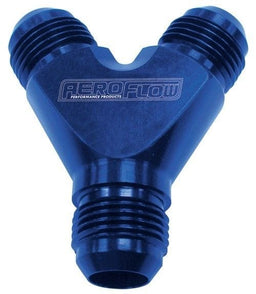 Aeroflow Performance Blue Finish. 3 x -16AN Male Billet Y-Block AF930-16-16 Autofit