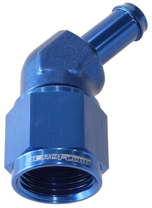 Aeroflow Performance Blue Finish 45° Hose Barb 3/8" to -8AN AF412-08-06 Autofit