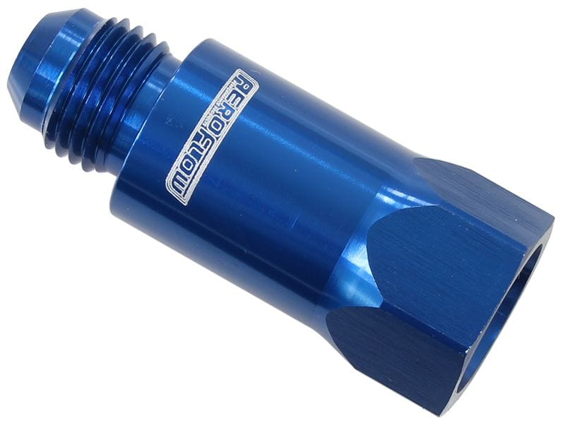 Aeroflow Performance Blue Finish. -8 Female ORB to -8 Male AN Roll Over Valve -8AN AF614-08 Autofit