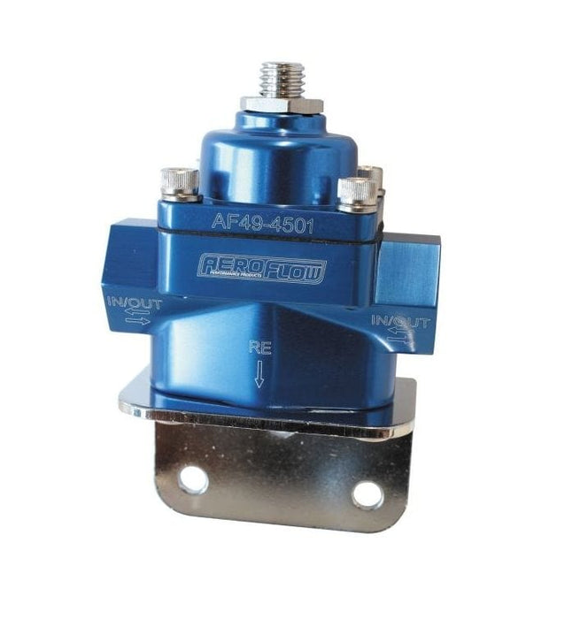 Aeroflow Performance Blue Finish. -8 ORB Ports with Bottom Return Billet Bypass Fuel Pressure Regulator 4.5-9psi Adjustable AF49-4501 Autofit