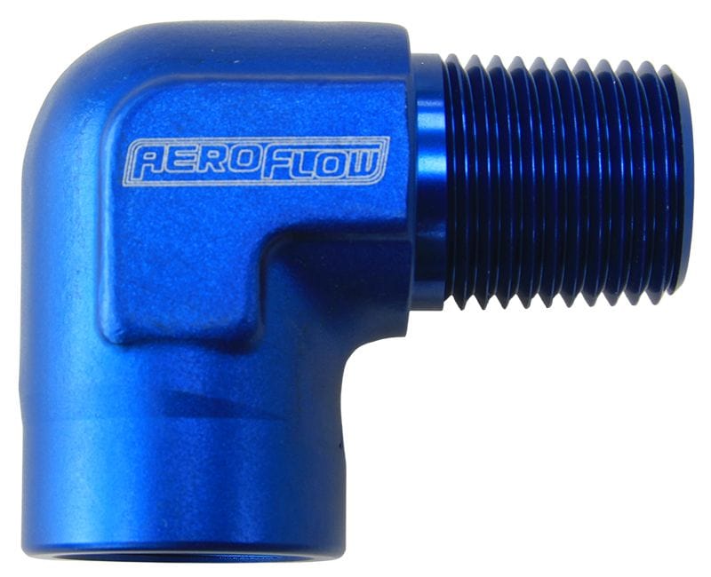 Aeroflow Performance Blue Finish 90° NPT Female to Male NPT Fitting 1/4" AF914-04 Autofit