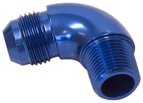 Aeroflow Performance Blue Finish 90° NPT to AN Full Flow Adapter 1/2" to -12AN AF522-12-08 Autofit
