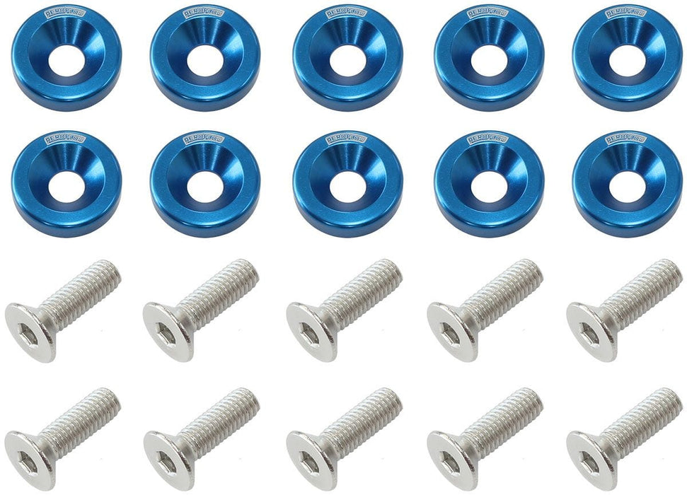 Aeroflow Performance Blue Finish Billet Dress-Up/Fender Bolt Kit M8 x 1.25mm (20mm UHL) AF64-4374 Autofit