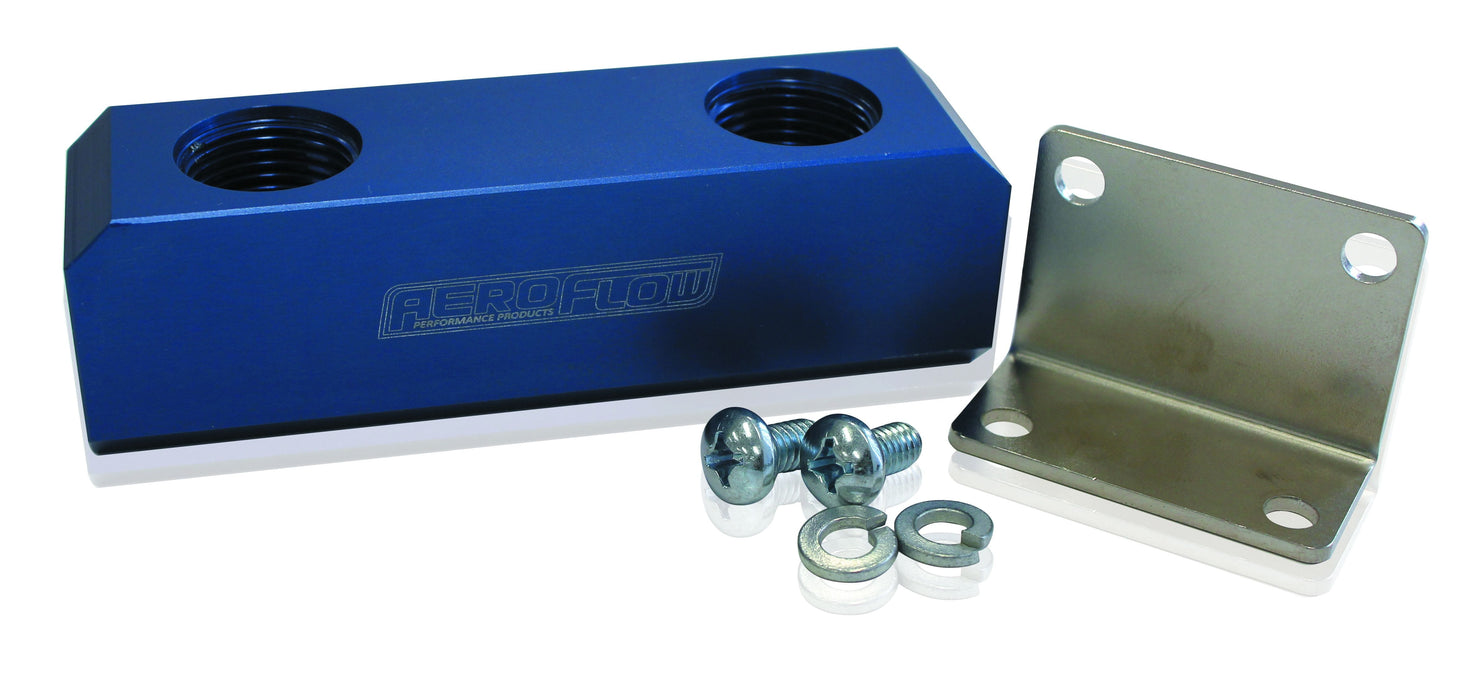 Aeroflow Performance Blue Finish Billet Log Type Fuel Block -8ORB AF452-08 Autofit