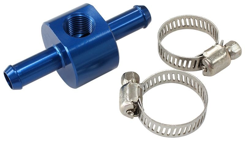 Aeroflow Performance Blue Finish Inline 3/8" Barb Adapter with 1/8" Port AF138-06 Autofit