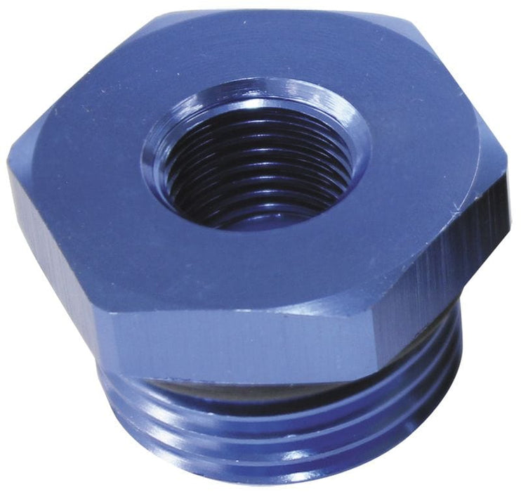 Aeroflow Performance Blue Finish. ORB Port Reducer -12ORB to 1/8" AF912-P12-02 Autofit
