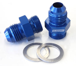 Aeroflow Performance Blue Finish. Suit Demon / Holley Inlet Feed Carburettor Adapter - Male 9/16" x 24 to -6AN Short AF701-06 Autofit