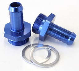 Aeroflow Performance Blue Finish. Suit Holley Inlet Feed Carburettor Adapter - Male 1/2" Barb to 7/8" x 20 AF700-02 Autofit