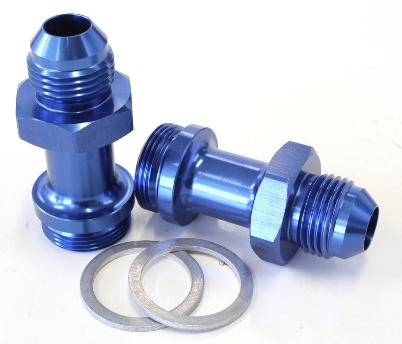Aeroflow Performance Blue Finish. Suit Holley Inlet Feed Carburettor Adapter - Male 7/8" x 20 to -8AN AF700-08 Autofit
