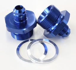 Aeroflow Performance Blue Finish. Suit Quadrajet Inlet Feed Carburettor Adapter - Male -6AN to 1" x 20 AF708-06 Autofit