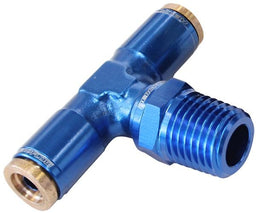 Aeroflow Performance Blue Finish. Suits 120 Series Nylon Hose 120 Series 1/4" NPT to 1/4" Push to Connect Tee Fitting AF124-04 Autofit