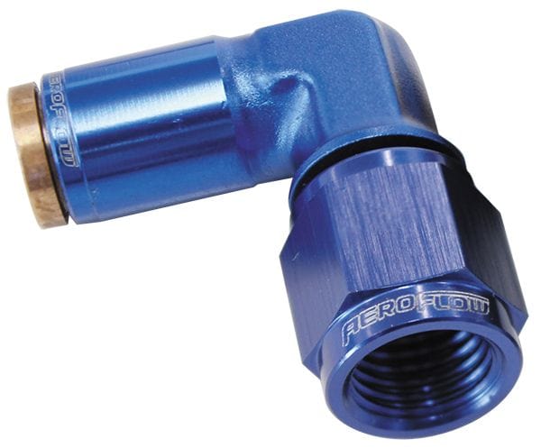 Aeroflow Performance Blue Finish. Suits 120 Series Nylon Hose 120 Series 90° -4AN to 1/4" Push to Connect Fitting AF123-04-04 Autofit