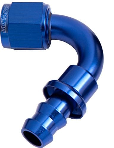 Aeroflow Performance Blue Finish. Suits 400 & 500 Series Hose 400 Series Push Lock 120° Hose End -6AN AF404-06 Autofit