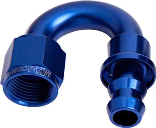 Aeroflow Performance Blue Finish. Suits 400 & 500 Series Hose 400 Series Push Lock 180° Hose End -4AN AF406-04 Autofit