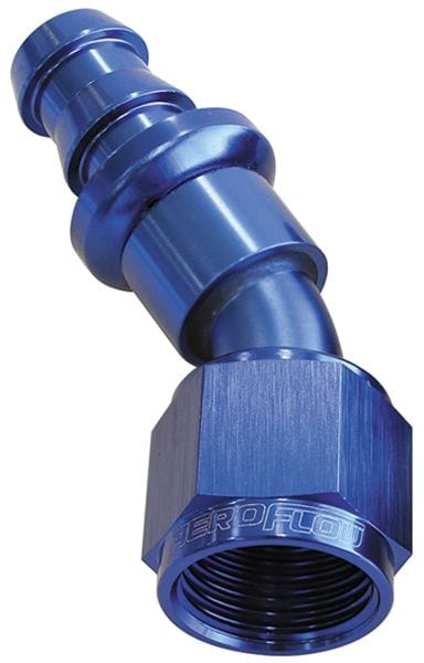 Aeroflow Performance Blue Finish. Suits 400 & 500 Series Hose 400 Series Push Lock 30° Hose End -4AN AF417-04 Autofit