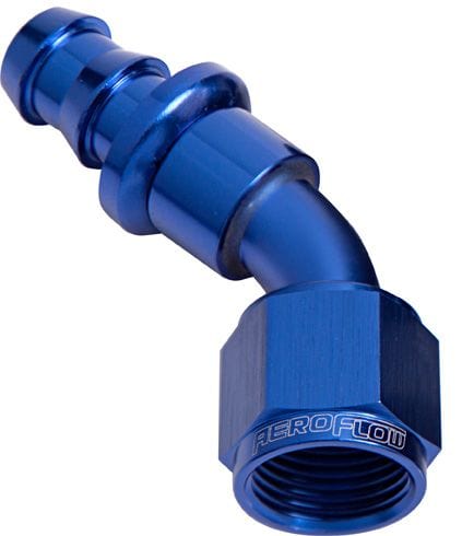 Aeroflow Performance Blue Finish. Suits 400 & 500 Series Hose 400 Series Push Lock 45° Hose End -10AN AF402-10 Autofit