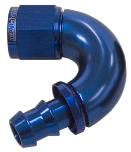 Aeroflow Performance Blue Finish. Suits 400 & 500 Series Hose 510 Series Full Flow Tight Radius Push Lock 150° Hose End -4AN AF515-04 Autofit