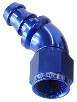 Aeroflow Performance Blue Finish. Suits 400 & 500 Series Hose 510 Series Full Flow Tight Radius Push Lock 45° Hose End -10AN AF512-10 Autofit