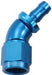 Aeroflow Performance Blue Finish. Suits 400 & 500 Series Hose 510 Series Full Flow Tight Radius Push Lock 45° Hose End -6AN To 5/16" (8mm) Bar Autofit