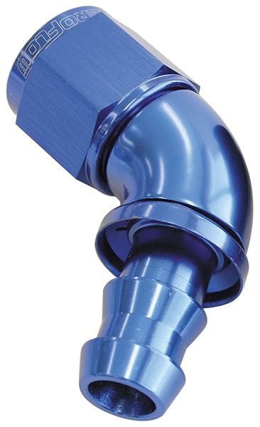 Aeroflow Performance Blue Finish. Suits 400 & 500 Series Hose 510 Series Full Flow Tight Radius Push Lock 60° Hose End -6AN AF518-06 Autofit
