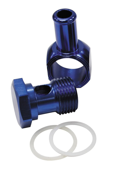 Aeroflow Performance Blue Finish. Suits Edelbrock Carburettors Alloy AN Banjo with Bolt 16mm to Barb AF164-06 Autofit