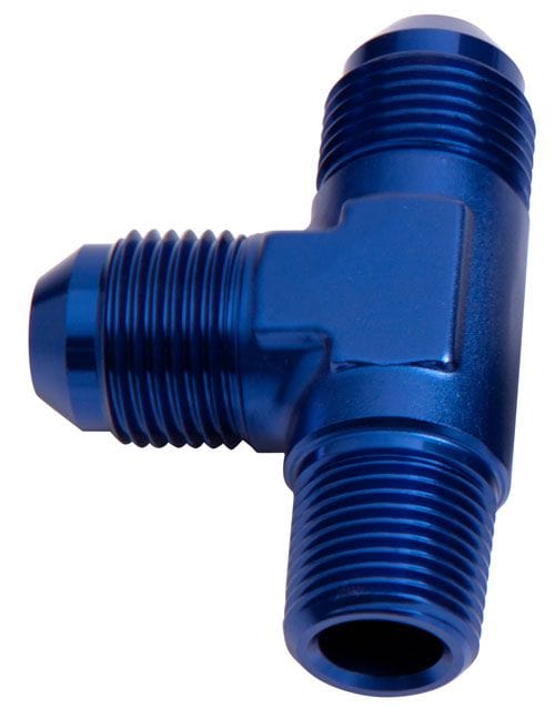 Aeroflow Performance Blue Finish Tee with NPT On Run 1/4" to -6AN AF826-06 Autofit