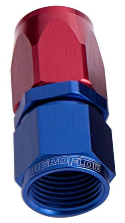 Aeroflow Performance Blue/Red Finish. Suit 100 & 450 Series Hose 100 / 150 Series Taper Style One Piece Full Flow Swivel Straight Hose End -6AN ( Autofit