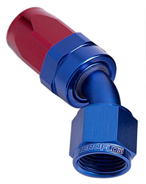 Aeroflow Performance Blue/Red Finish. Suit 100 & 450 Series Hose 100 Series Taper 45° Swivel Hose End -16AN AF102-16 Autofit