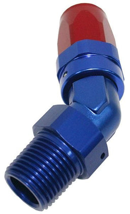 Aeroflow Performance Blue/Red Finish. Suit 100 & 450 Series Hose Male NPT Taper Swivel 45° Hose End 3/4" to -16AN AF828-16-12 Autofit