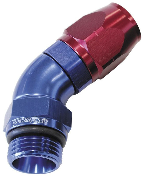 Aeroflow Performance Blue/Red Finish. Suits 100 & 450 Series Hose 45° Male ORB Full Flow Swivel Hose End -12 ORB to -12AN AF544-12-12 Autofit